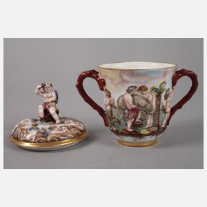 Thüringen Deckeltasse im Capodimonte-Stil