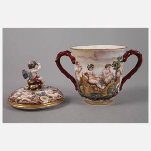 Thüringen Deckeltasse im Capodimonte-Stil