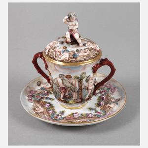 Thüringen Deckeltasse im Capodimonte-Stil