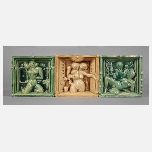 Drei erotische Wandfliesen zu "Decameron"