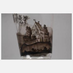 Lobmeyr Wien Becherglas Schwarzlotmalerei