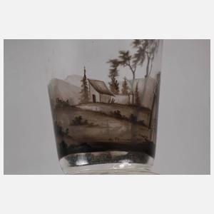 Lobmeyr Wien Becherglas Schwarzlotmalerei