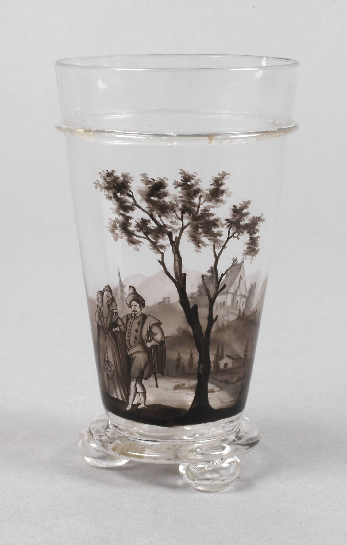 Lobmeyr Wien Becherglas Schwarzlotmalerei