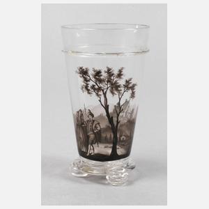 Lobmeyr Wien Becherglas Schwarzlotmalerei