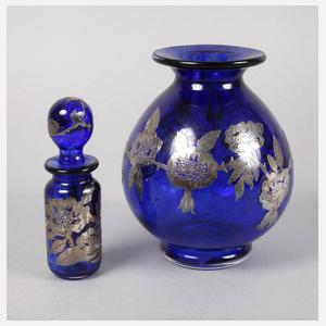 Vase und Flakon mit galvanischer Silberauflage