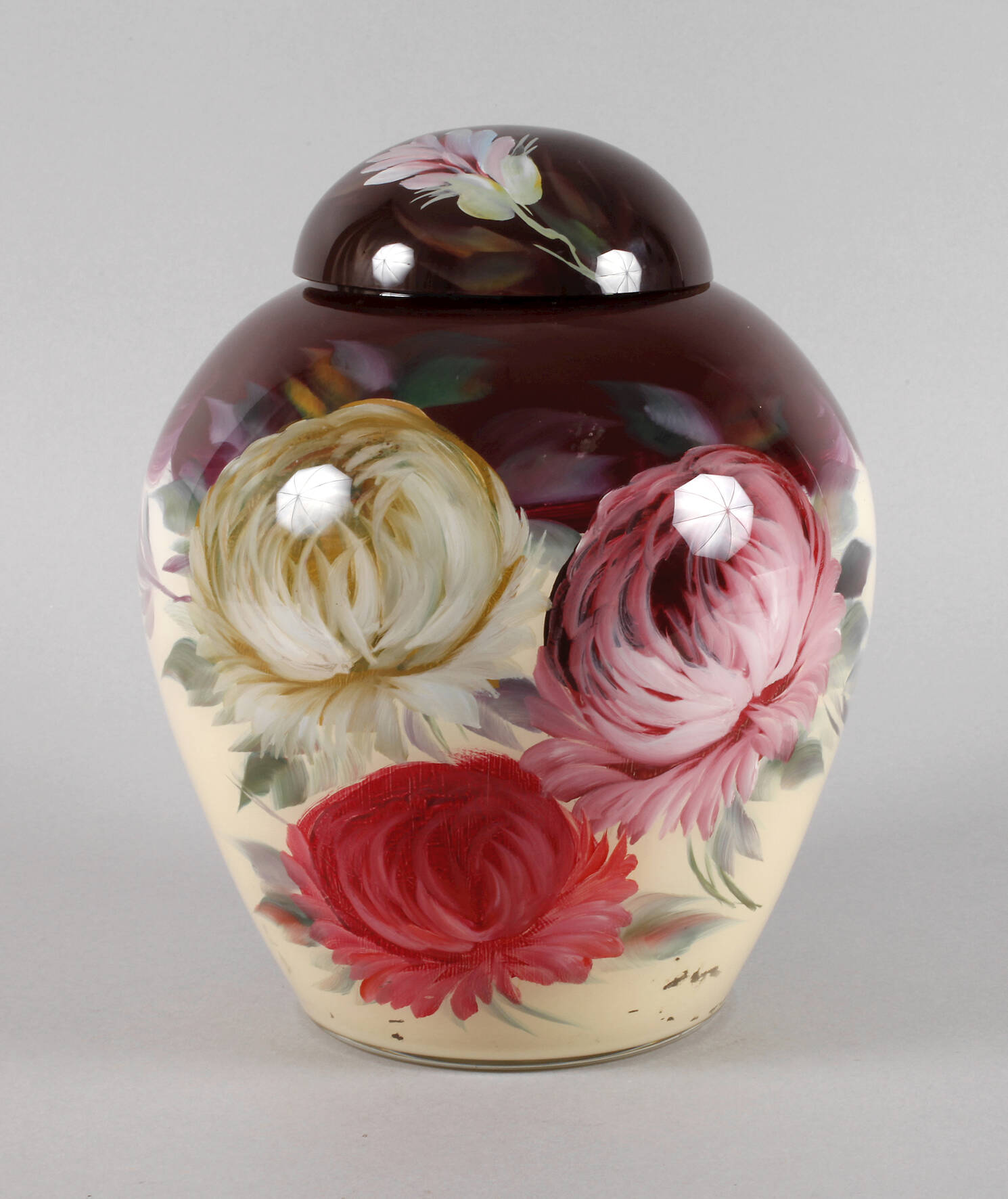 Deckelvase Hinterglasmalerei