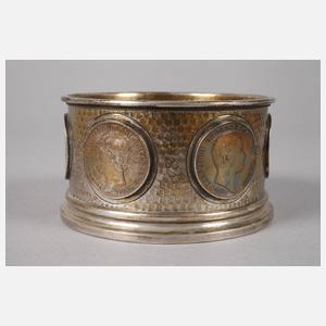 Silber Flaschenständer mit Münzbesatz