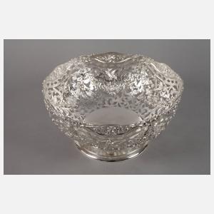 Große Silberschale mit Glaseinsatz