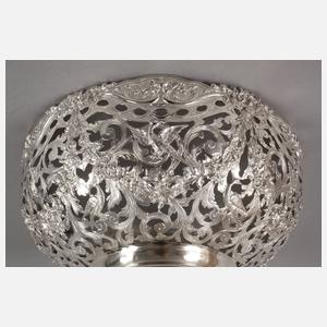 Große Silberschale mit Glaseinsatz