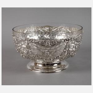 Große Silberschale mit Glaseinsatz