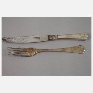 Silber Abendbrotbesteck für sechs Personen