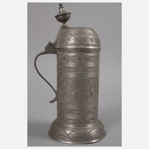Aufwendig gravierter Zinnwalzenkrug Thüringen