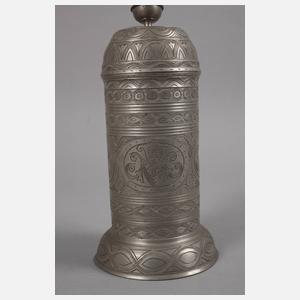 Aufwendig gravierter Zinnwalzenkrug Thüringen