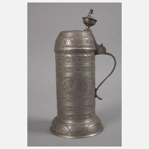 Aufwendig gravierter Zinnwalzenkrug Thüringen