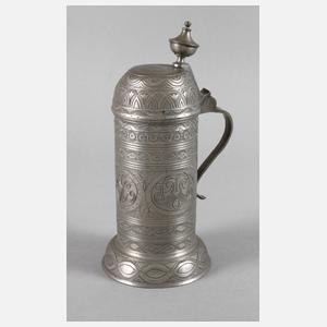 Aufwendig gravierter Zinnwalzenkrug Thüringen