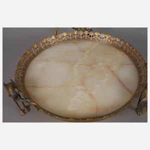 Großes Tablett Onyxmarmor mit Reihervögeln