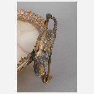 Großes Tablett Onyxmarmor mit Reihervögeln