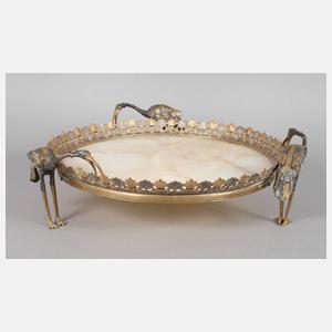 Großes Tablett Onyxmarmor mit Reihervögeln