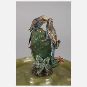 Wiener Bronze Schale "Wellensittiche auf Kaktus"