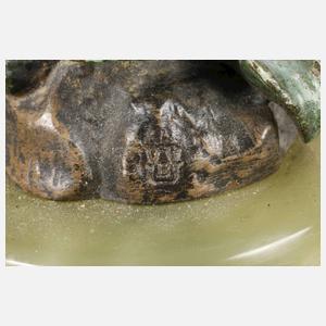 Wiener Bronze Schale "Wellensittiche auf Kaktus"