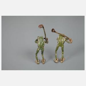 Wiener Bronze drei Laubfrösche als Golfspieler