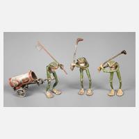 Wiener Bronze drei Laubfrösche als Golfspieler111