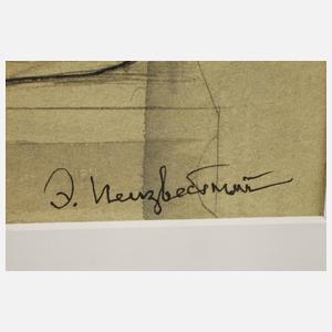 Ernst Neizvestny, abstrakter Keramikkopf und Grafik