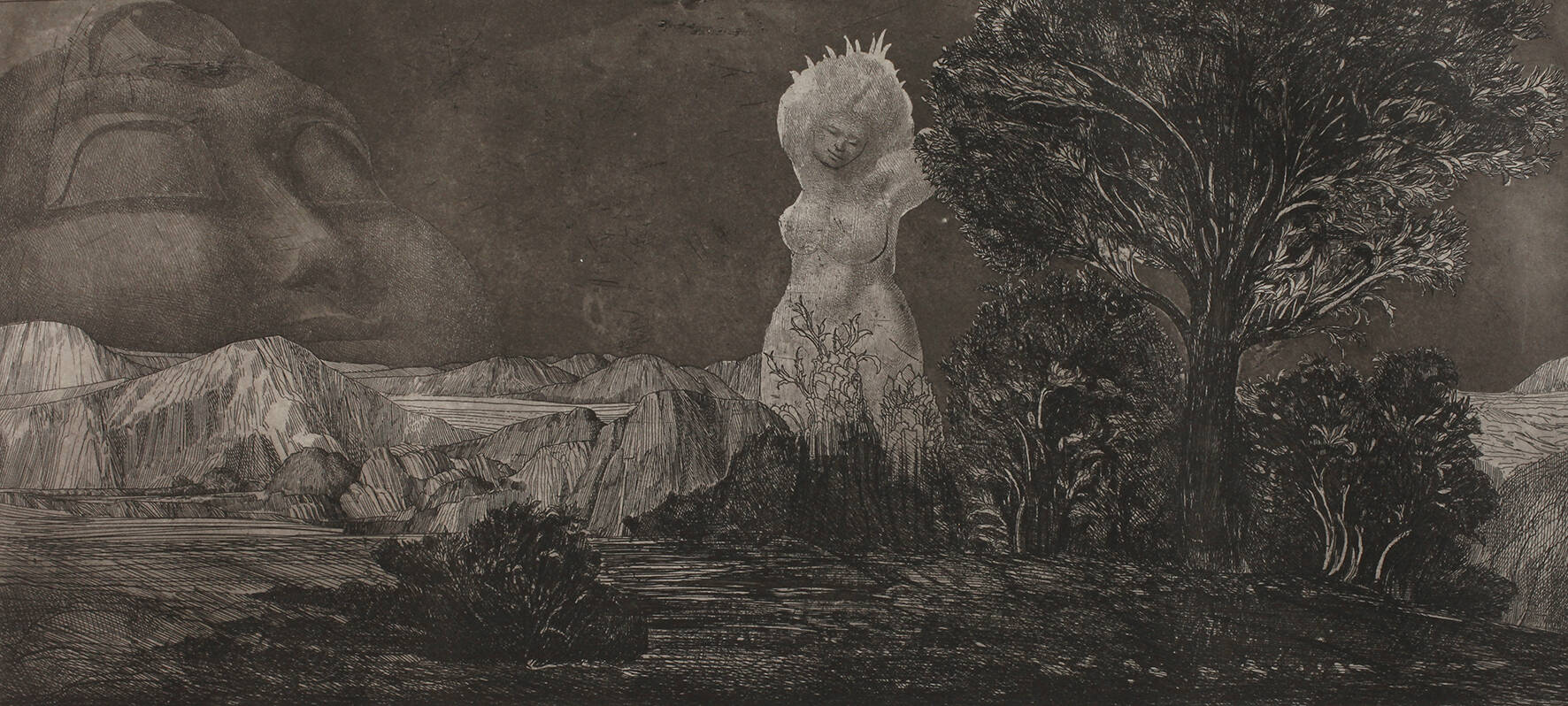 Prof. Ernst Fuchs, "Zyklopische Landschaft"