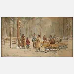 Emil Butowicz, Jäger im Winterwald