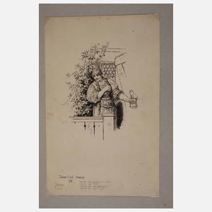 Prof. Carl Gehrts, Paar Illustrationszeichnungen