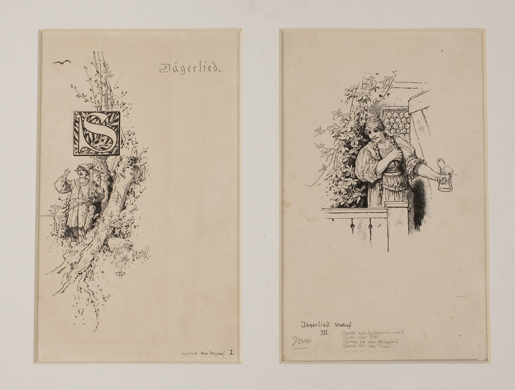 Prof. Carl Gehrts, Paar Illustrationszeichnungen