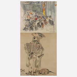 Paar Handzeichnungen