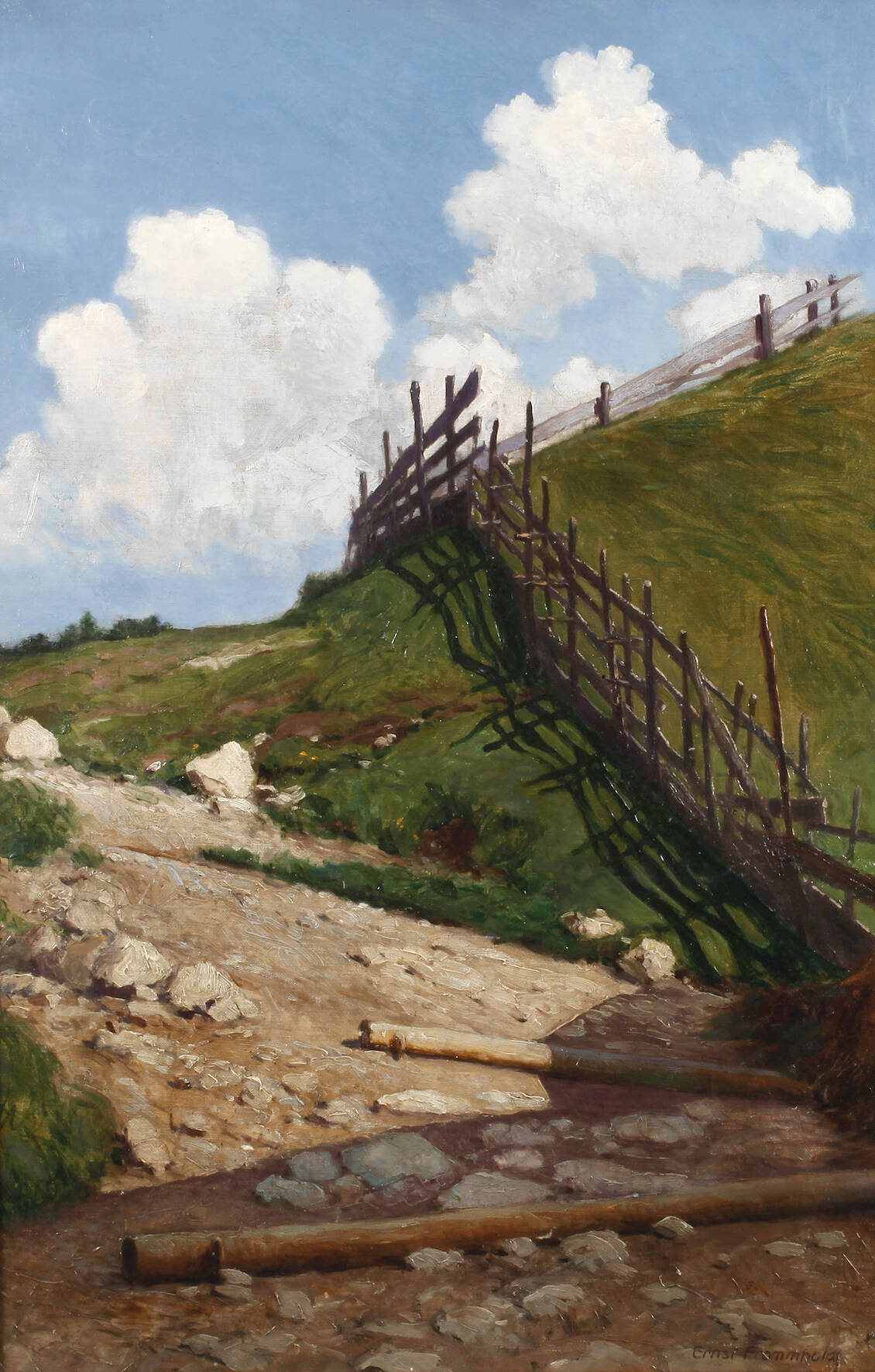 Ernst Frommhold, Landschaft mit Weidezaun