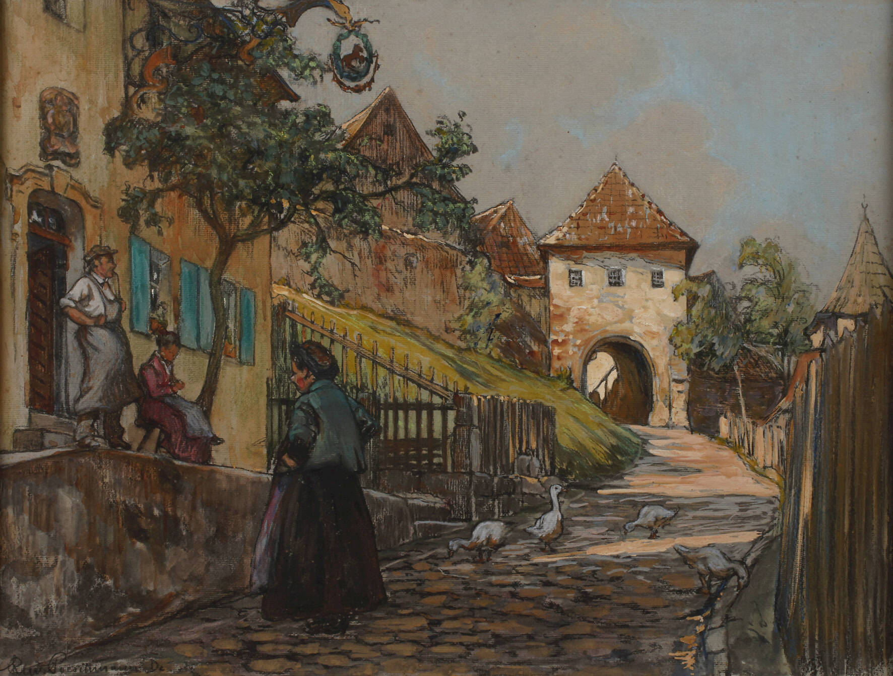 Rudolf Poeschmann, "Vor dem Gasthaus"