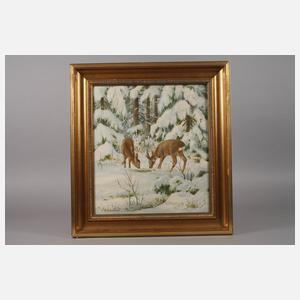 Friedrich Reimann, Rehe im Winterwald