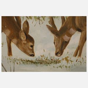 Friedrich Reimann, Rehe im Winterwald