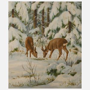 Friedrich Reimann, Rehe im Winterwald