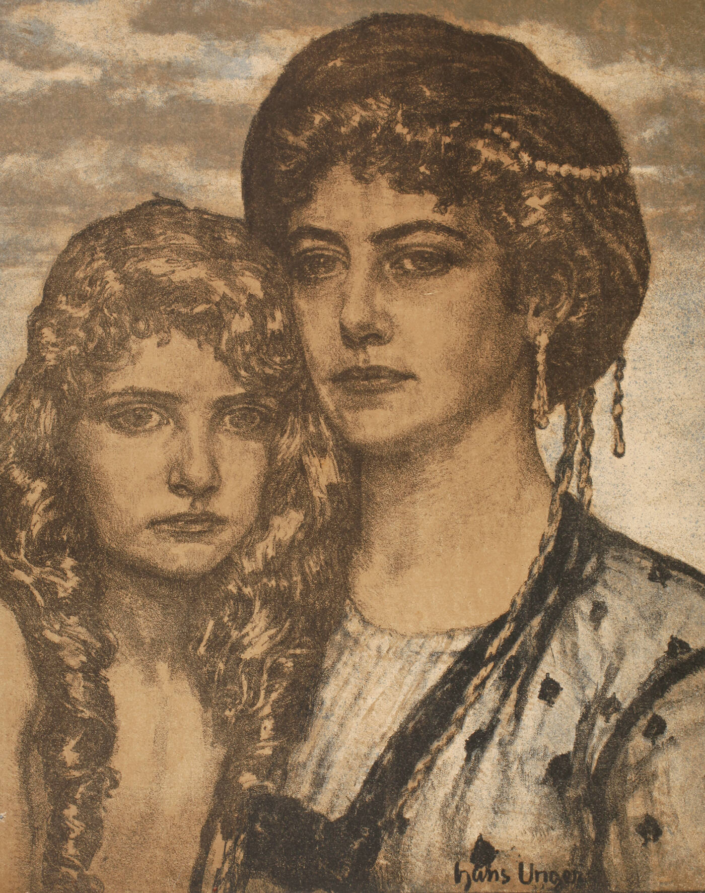 Prof. Hans Unger, Des Künstlers Frau und Tochter