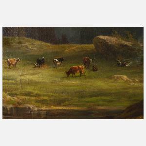 Leonhard Faustner, attr., Herde in Hochgebirgslandschaft