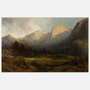 Leonhard Faustner, attr., Herde in Hochgebirgslandschaft