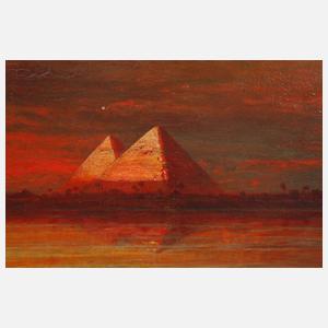 Prof. Eduard Hildebrandt, Nillandschaft mit Pyramiden
