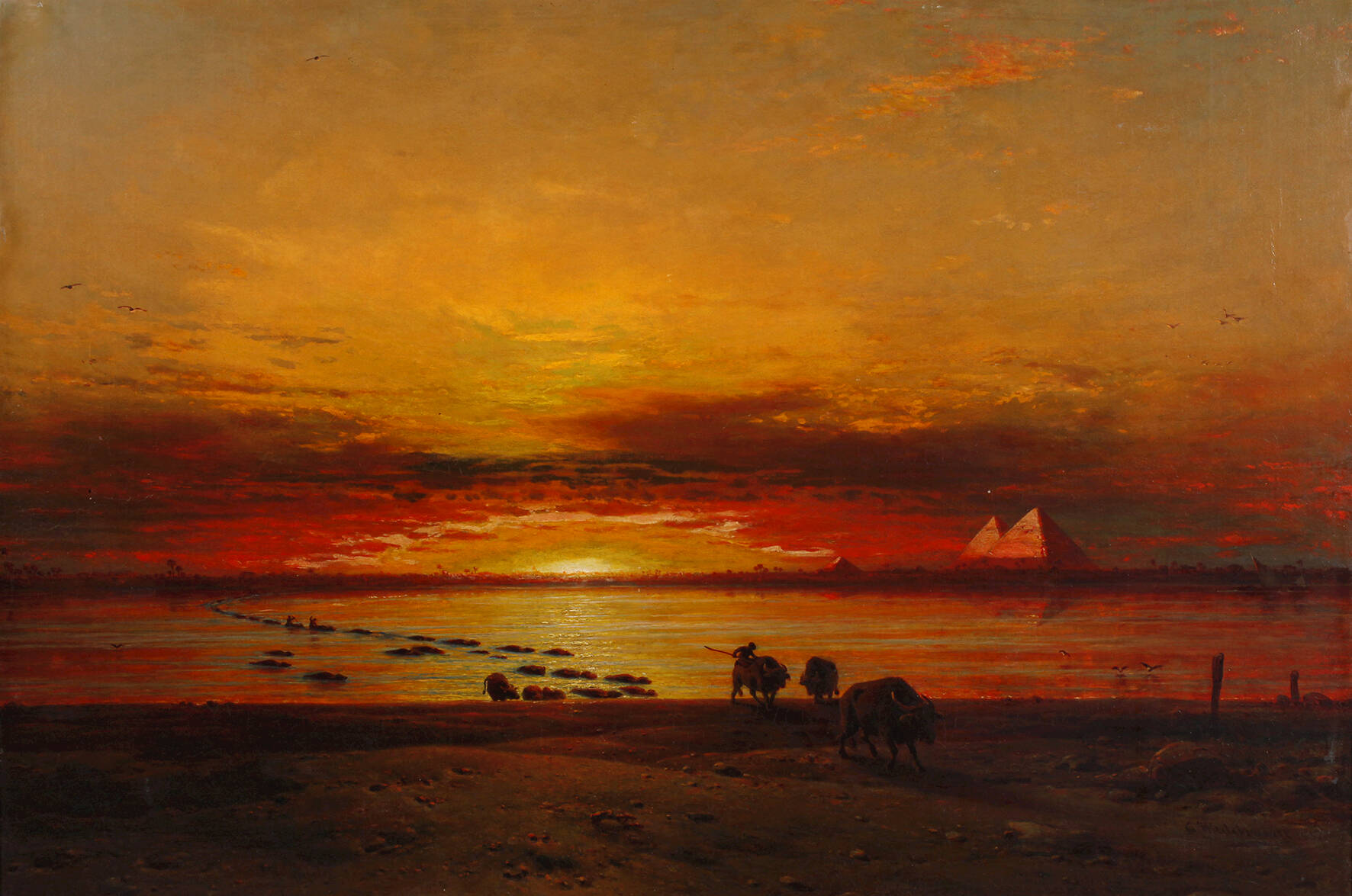 Prof. Eduard Hildebrandt, Nillandschaft mit Pyramiden