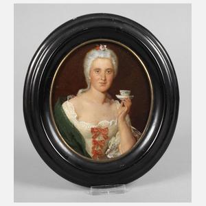 Miniatur Rokokodame mit Kakaotasse