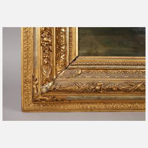 Dame mit Veilchen vor Parklandschaft