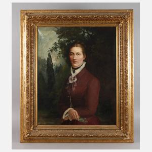 Dame mit Veilchen vor Parklandschaft