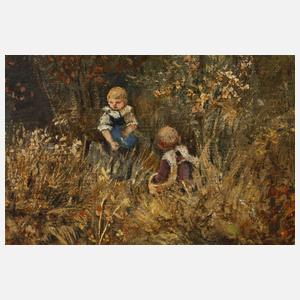 Zwei Kinder im Herbstwald