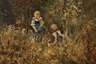 Zwei Kinder im Herbstwald