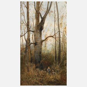 Zwei Kinder im Herbstwald