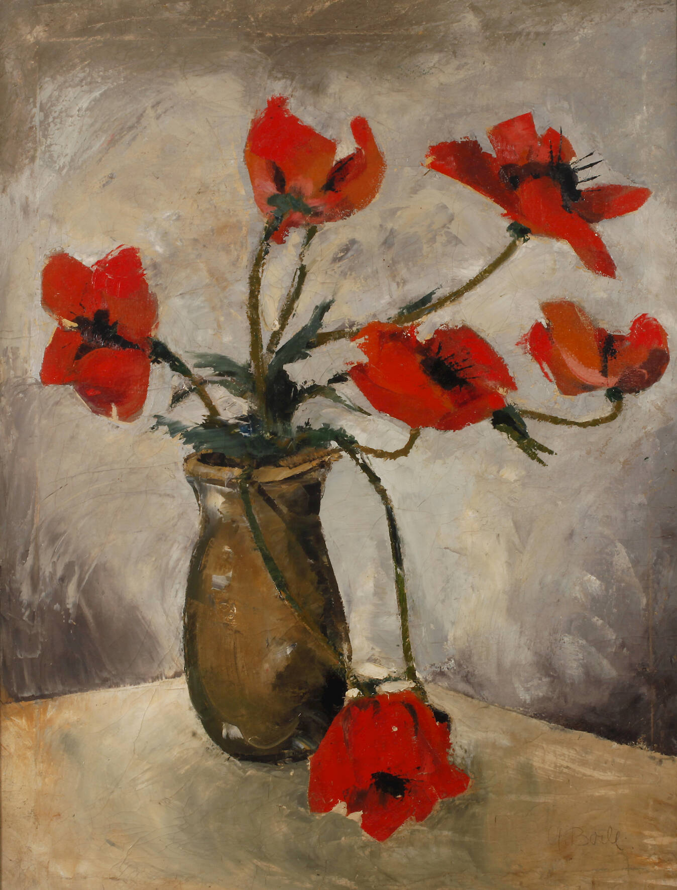 A. Ball, Mohnblumenstillleben