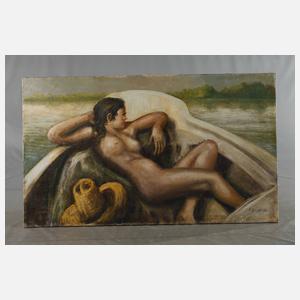 A. Duquenne, Akt im Boot